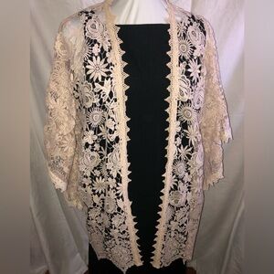Beautiful Anna Sui Cream Lace Kimono